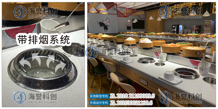 單涮無(wú)煙旋轉(zhuǎn)小火鍋設(shè)備解決方案