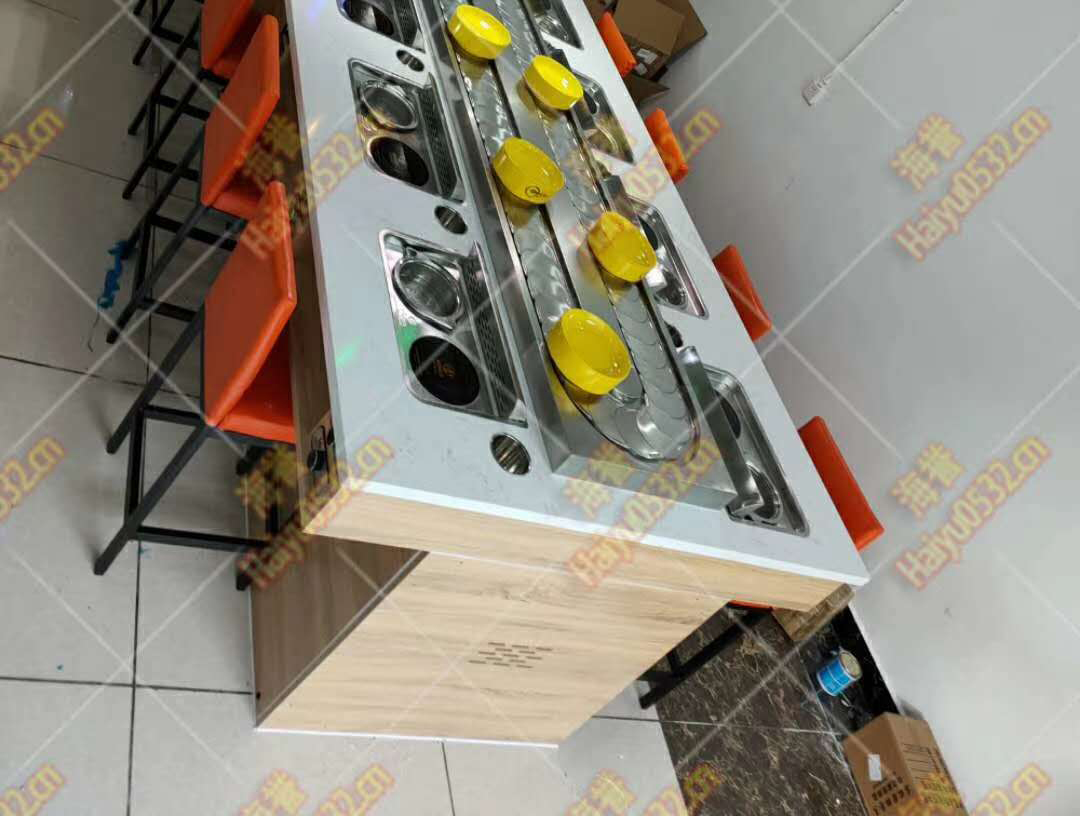 湖南涮烤一體排煙旋轉小火鍋設備