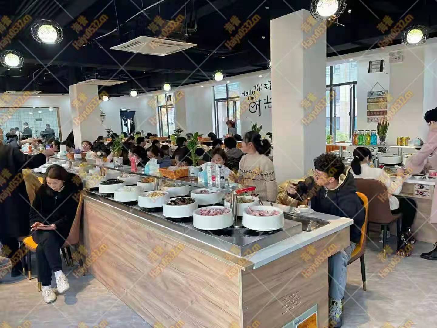 譽(yù)滿簽自助無煙涮烤旋轉(zhuǎn)小火鍋設(shè)備