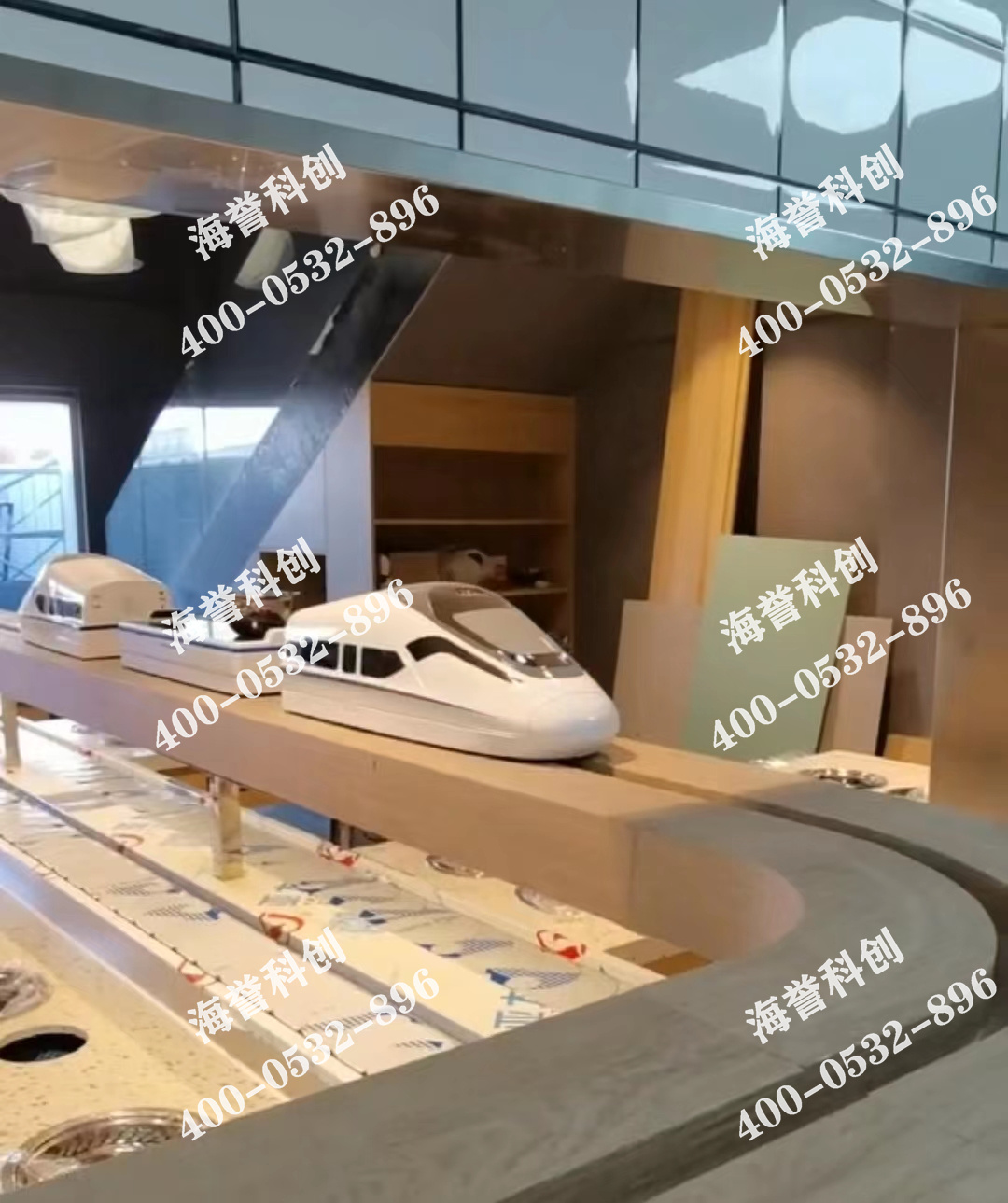 海譽(yù)科創(chuàng)內(nèi)蒙古包頭單涮無煙小火鍋搭載智能送餐小火車安裝完成