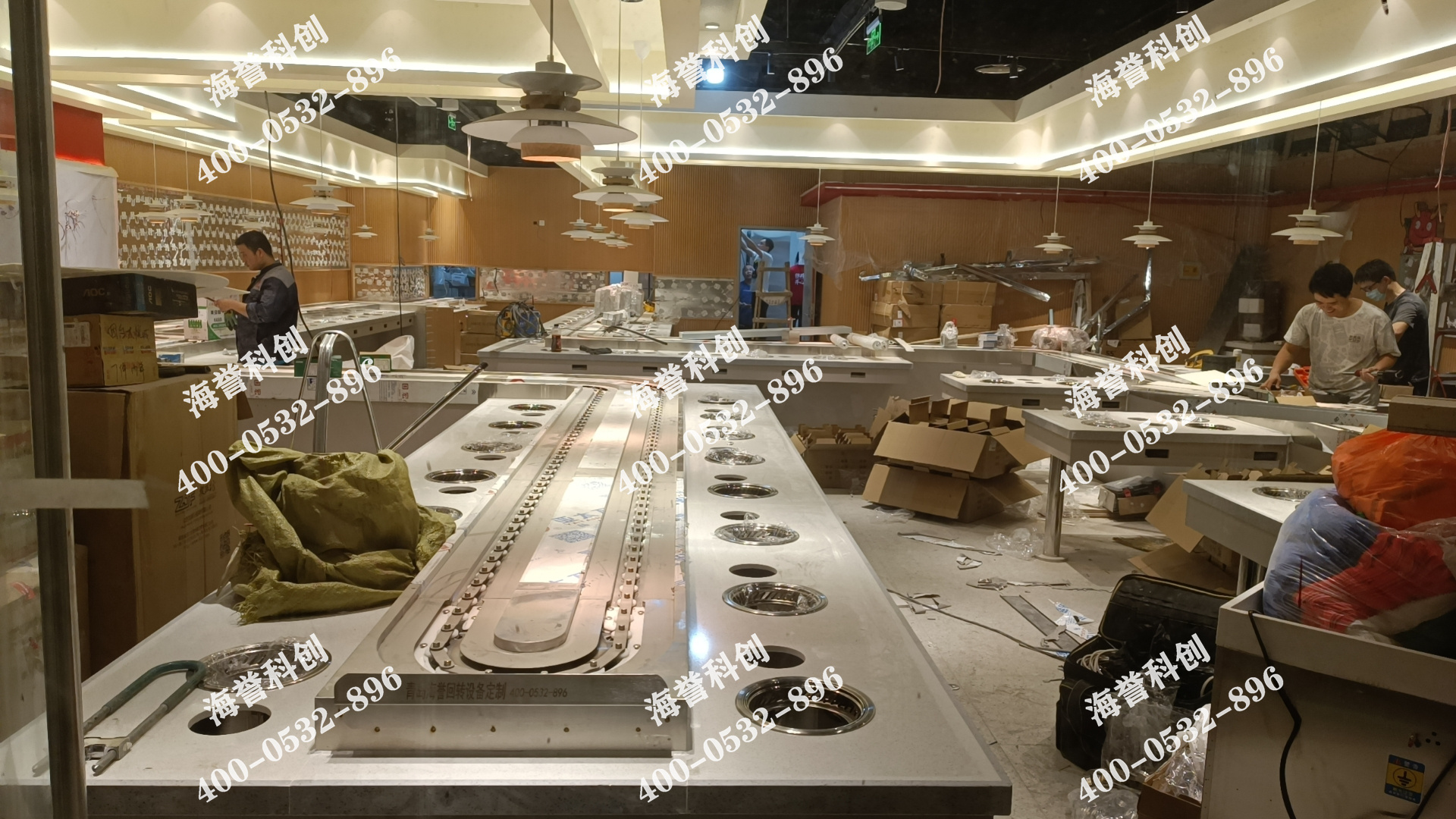 海譽科創(chuàng)山東煙臺單涮無煙小火鍋設(shè)備安裝完成