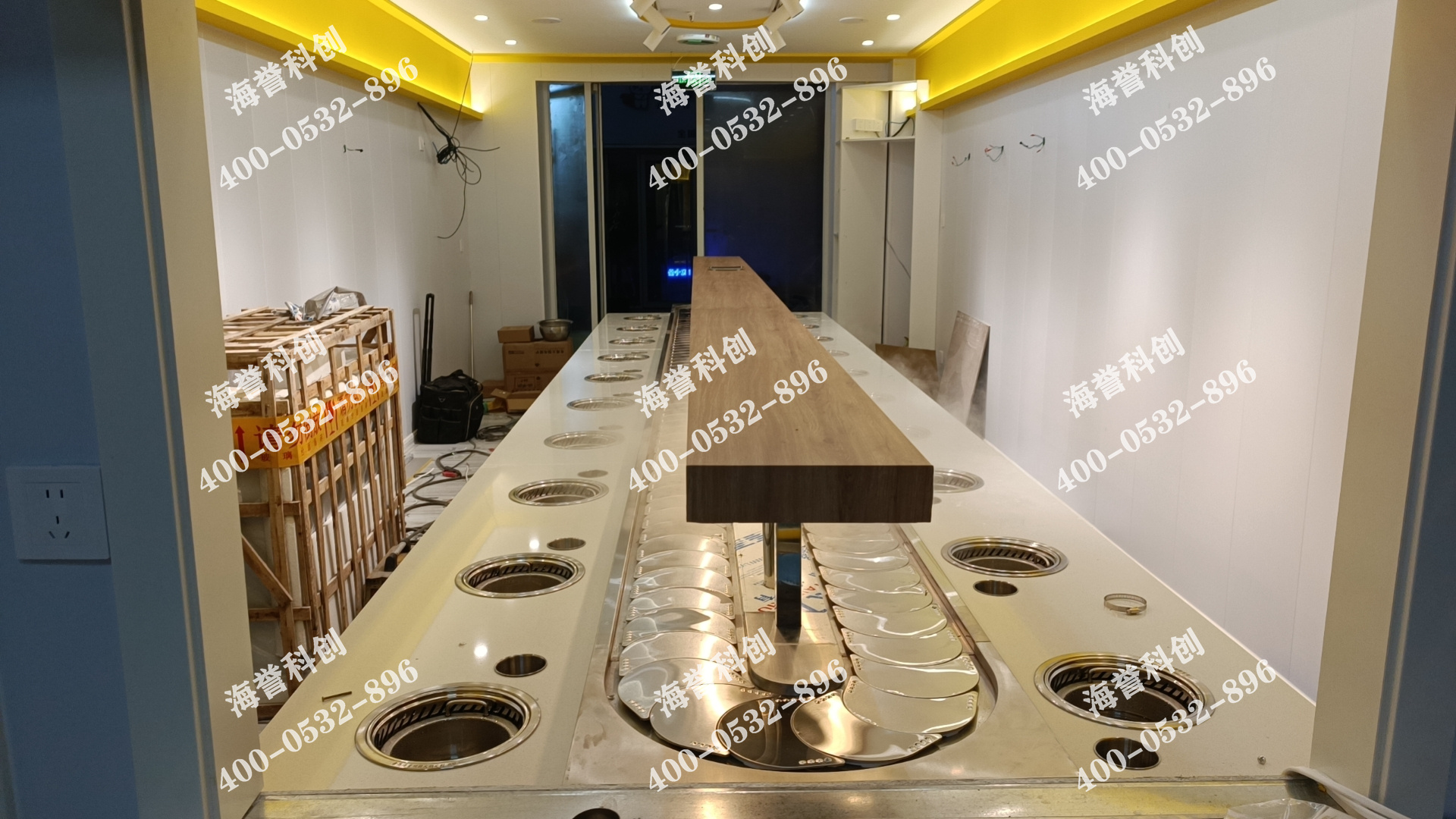 海譽科創(chuàng)山東泰安單涮無煙小火鍋設(shè)備安裝完成