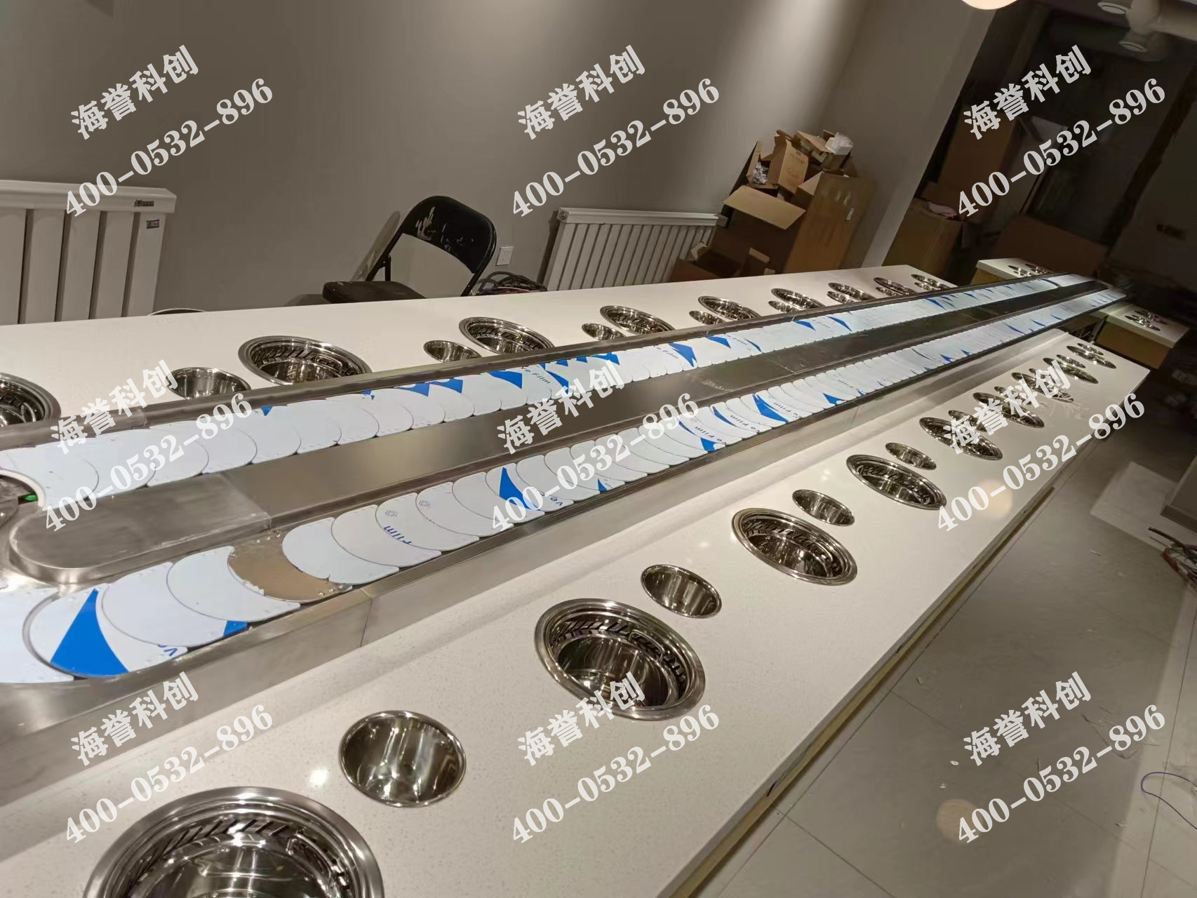 海譽科創(chuàng)內(nèi)蒙古包頭單涮無煙小火鍋設(shè)備安裝完成