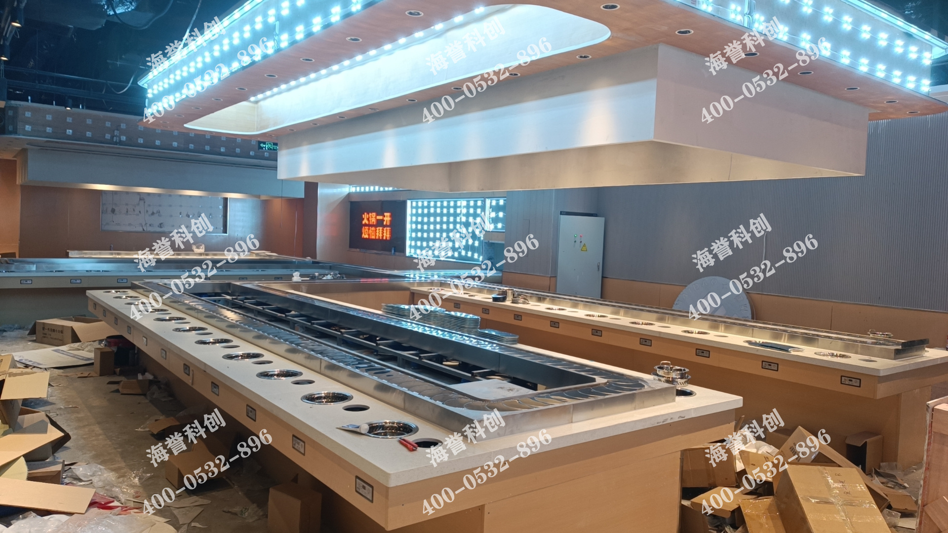 海譽(yù)科創(chuàng)山東菏澤單涮無煙小火鍋設(shè)備安裝完成