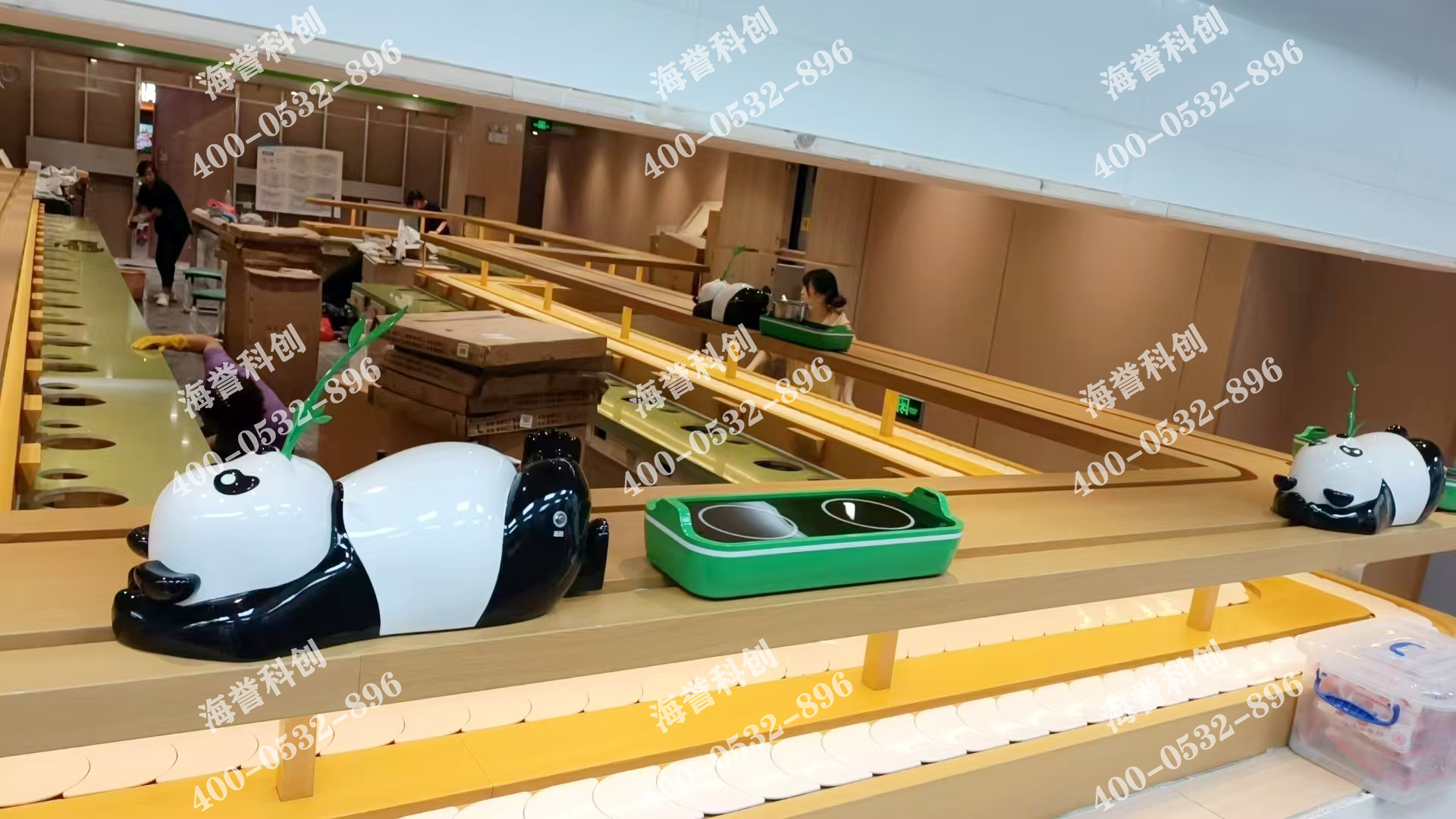 海譽(yù)科創(chuàng)合作伙伴單涮無煙小火鍋配備智能送餐小火車安裝完成